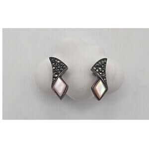 Vintage Sterling Mother of Pearl & Marcasite Earrings